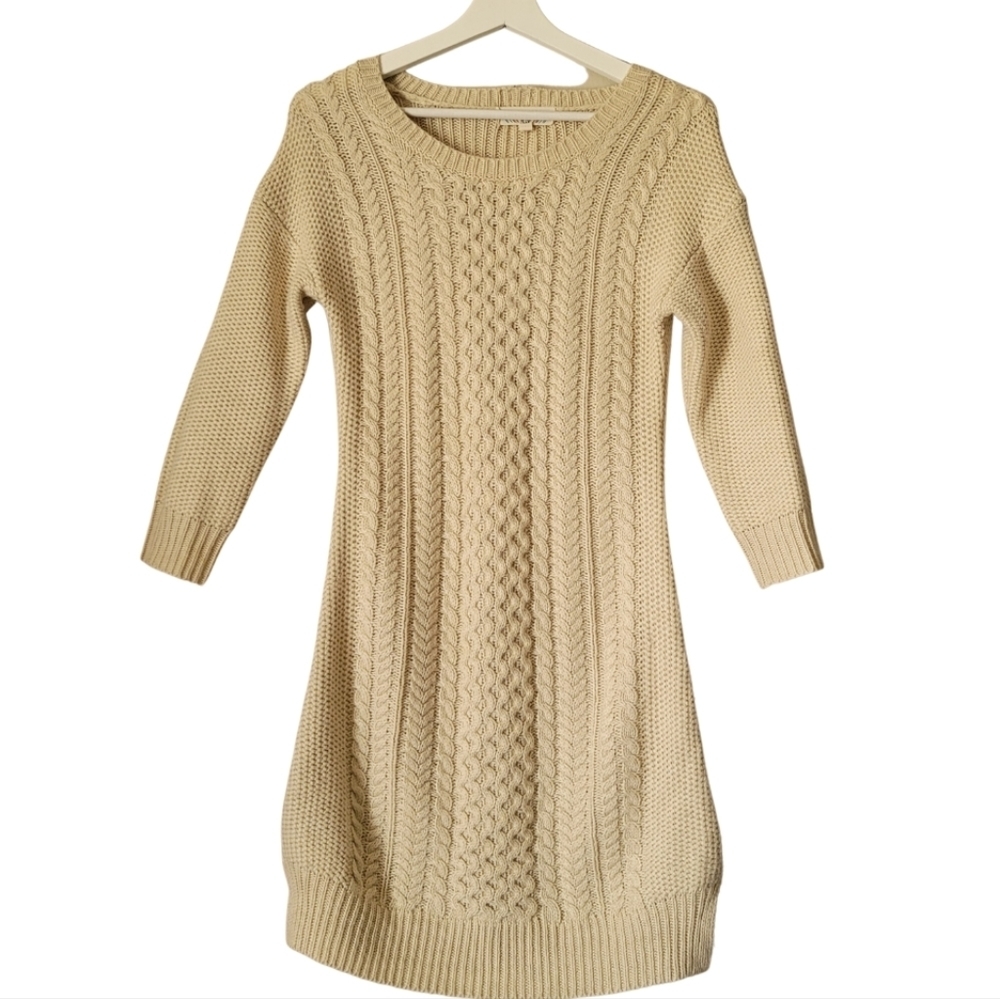 PINK Rose Sweater Dress Size Medium in Beige